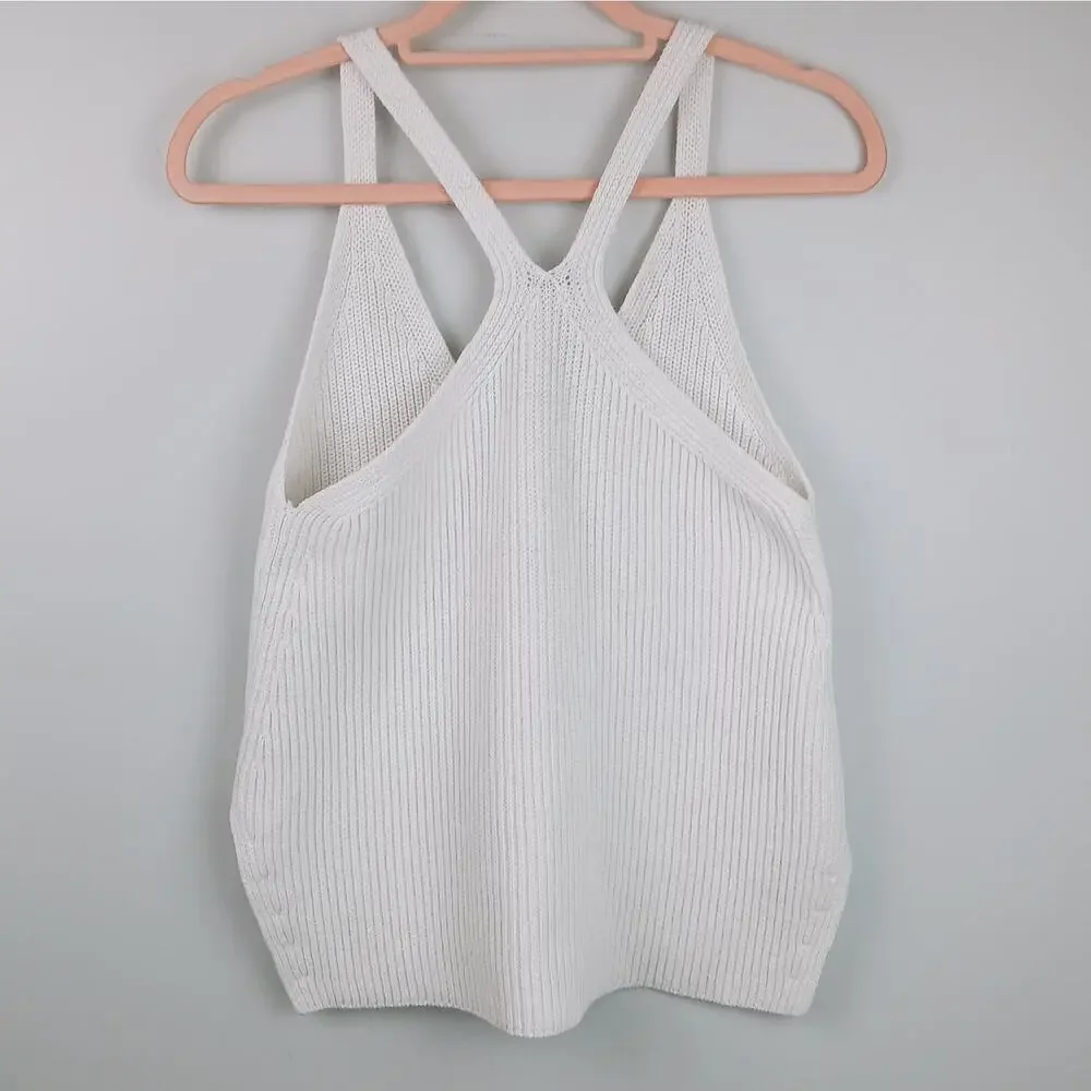 Helmut Lang SZ XS Ribbed Knit 100% Cotton Racer Back Tank In White